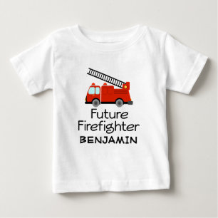 Future Firefighter Personalised Fire Truck Boys Te Baby T-Shirt