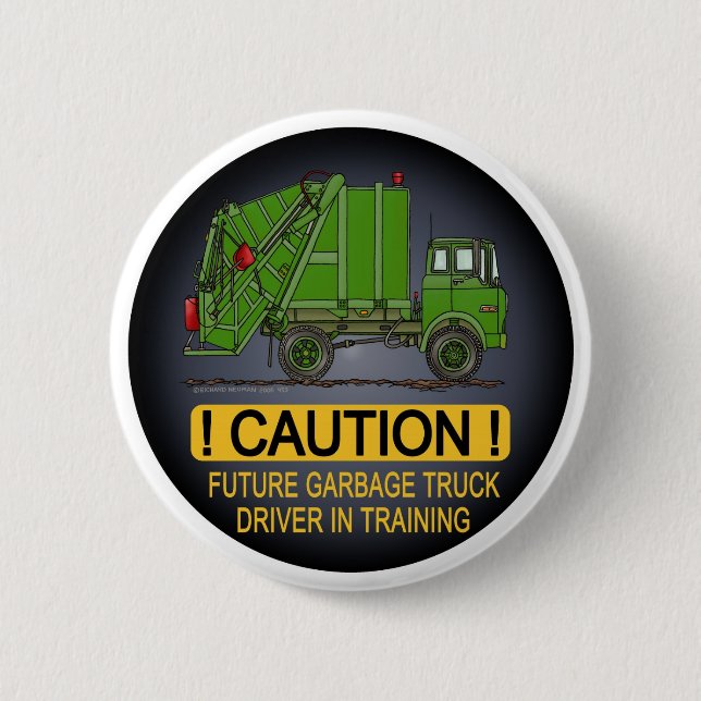 Future Garbage Truck Green Driver Button Pin (Front)