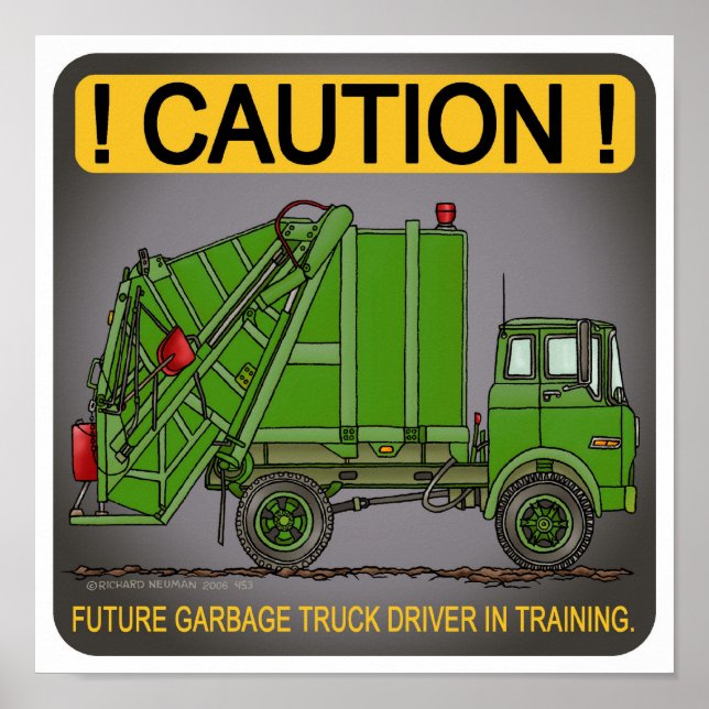 Future Garbage Truck Green Driver Poster Print (Front)