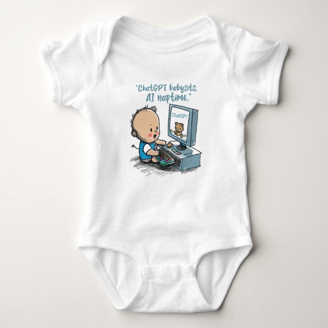 "Future Genius: AI Powered" Funny Baby Gifts Baby  Baby Bodysuit (Front)