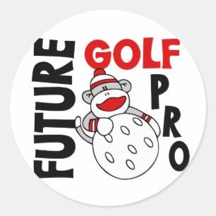 Future Golf Pro Sock Monkey Classic Round Sticker