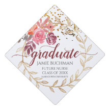 Future Graduating Nurse Floral Glitter Script