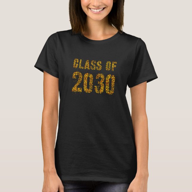 Future Graduation Class Of 2030 Leopard Print 5th  T-Shirt (Front)