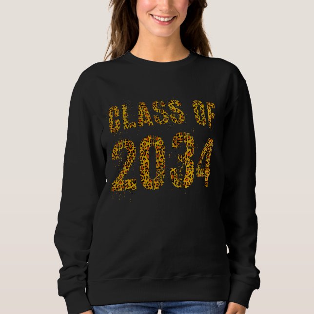 Future Graduation Class Of 2034 Leopard Print 1st  Sweatshirt (Front)