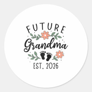 Future Grandma 2026 Pregnancy Announcement For Gra Classic Round Sticker