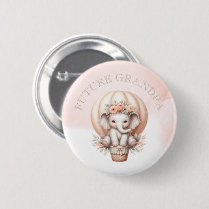 Future Grandpa Baby Shower Peach Elephant 6 Cm Round Badge