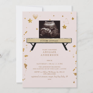 Future Gymnast Ultrasound Blush Baby Shower Invitation
