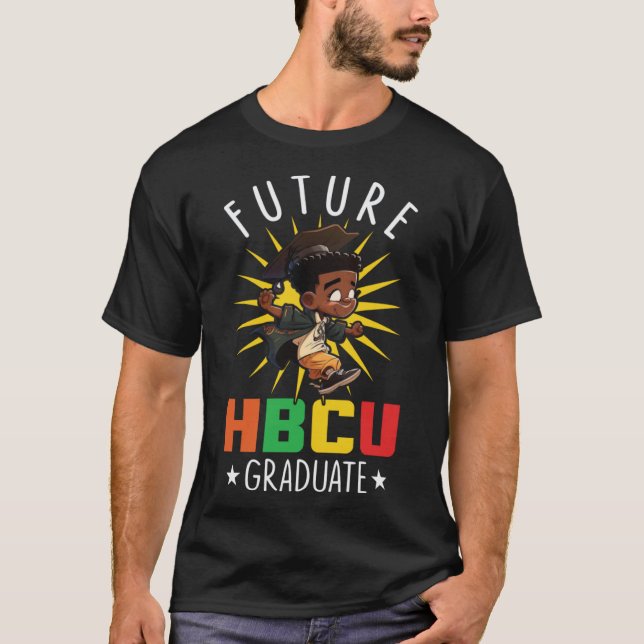 Future HBCU Grad History Black College Youth Black T-Shirt (Front)