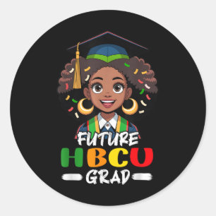 Future Hbcu Grad Kids Afro Girl Black History Mont Classic Round Sticker