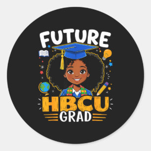 Future Hbcu Grad Kids Black Girl Afro Black Histor Classic Round Sticker