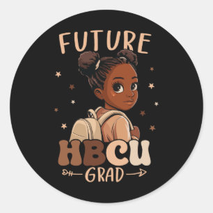 Future Hbcu Grad Kids Black Girl Afro Black Histor Classic Round Sticker