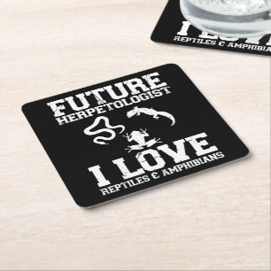 Future Herpetologist Herpetology Lover Amphibians Square Paper Coaster