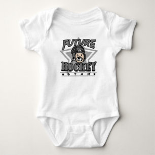 Future Hockey Star Black Helmet Baby Bodysuit