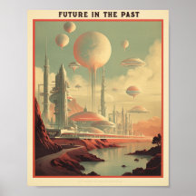 "Future in the past".  Cityscape vintage poster