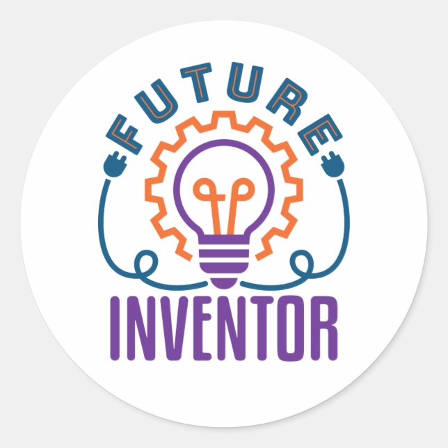 Future Inventor Engineer Scientist Science Classic Round Sticker (Front)
