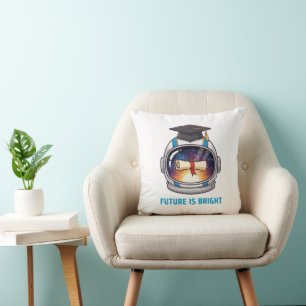 Future is Bright Astronaut Graduation Cap & Diplo Cushion