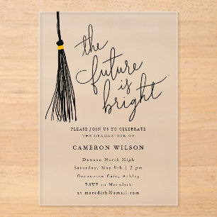 Future Is Bright Black Tassel Graduation Party Acrylic Invitations