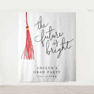 Future Is Bright Red Tassel Modern Tapestry