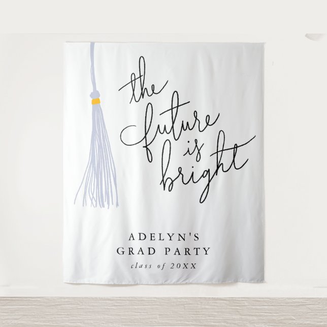 Future Is Bright White Tassel Modern Tapestry (Front)