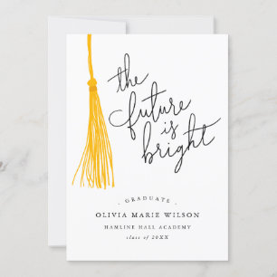 Future Is Bright Yellow Tassel Graduation Invitation