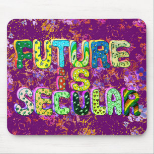 FUTURE IS SECULAR in green and purple Mouse Pad