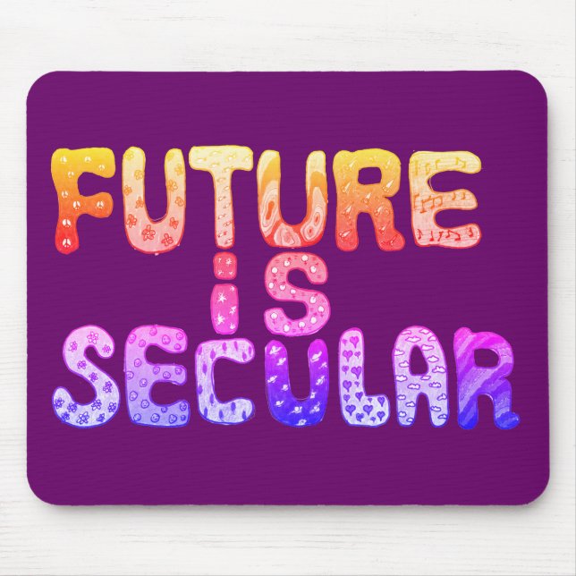 FUTURE IS SECULAR in orange and purple Mouse Pad (Front)