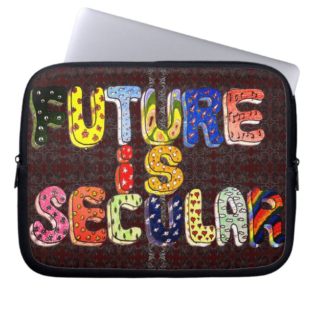 FUTURE IS SECULAR rainbow colours retro Laptop Sleeve (Front)
