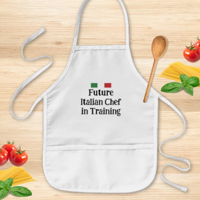 Future Italian Chef in Training Editable Kids Apron (Editable "Future Italian chef in Training" with Italian Flag Kids' Apron)
