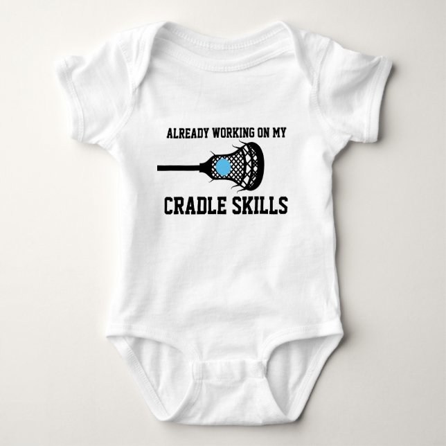 Future Lacrosse Player Funny Cradle Skills Boy Baby Bodysuit (Front)