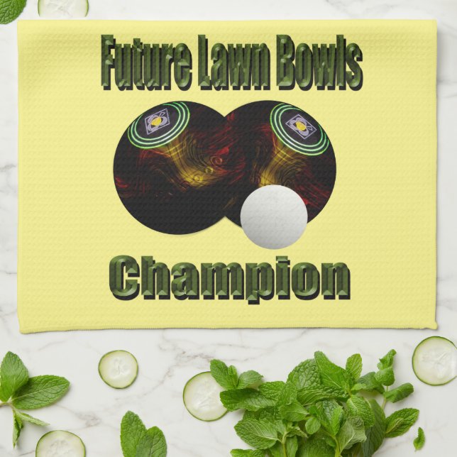 Future Lawn Bowls Champion, Dish Towel (Folded)