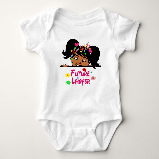 Future Lawyer Afro Baby Girl Baby Bodysuit (Front)