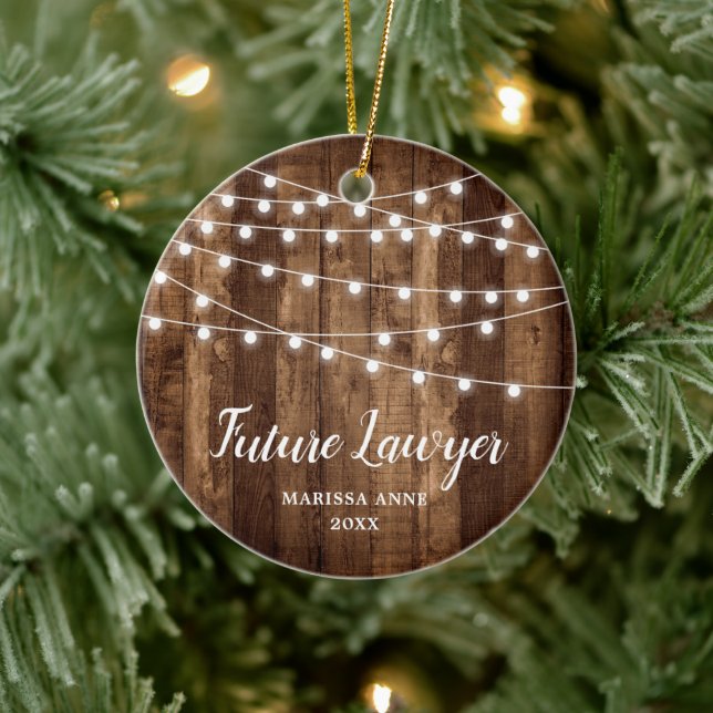 Future Lawyer Personalised Rustic Law School Ceramic Ornament (Tree)