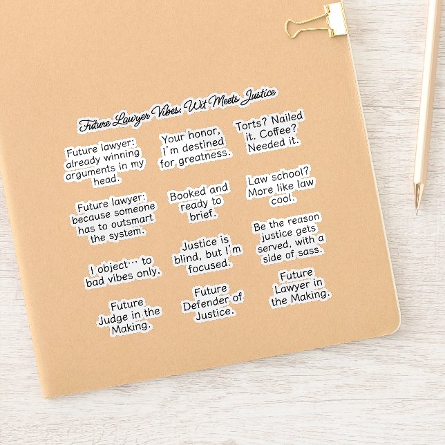 Future Lawyer Stickers, Motivational & Funny Quote (Notebook)