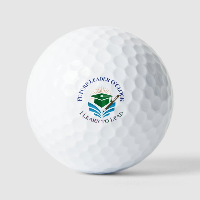 Future Leader O'Clock – Learn to Lead | Motivation Golf Balls (Front)