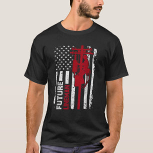 Future Lineman American Flag Electric Cable 4th of T-Shirt