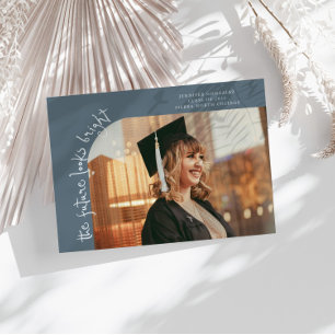 Future Looks Bright Slate Blue Curved Photo Announcement