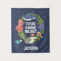 Future Marine Biologist With Name Plaque Tapestry