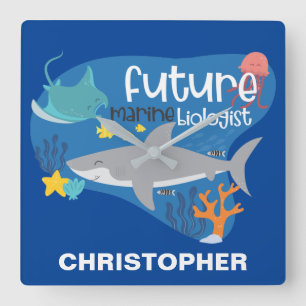 Future Marine Biologist With Name Sign Square Wall Clock