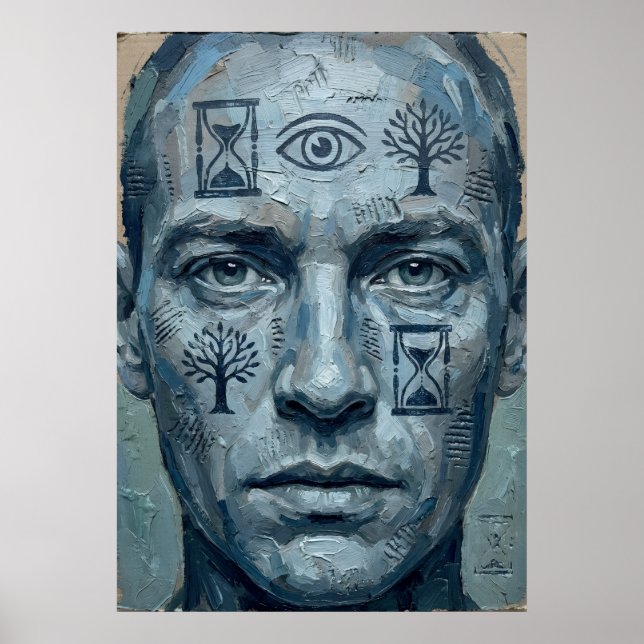 Future Memory Blue Spirit Portrait Art Poster (Front)