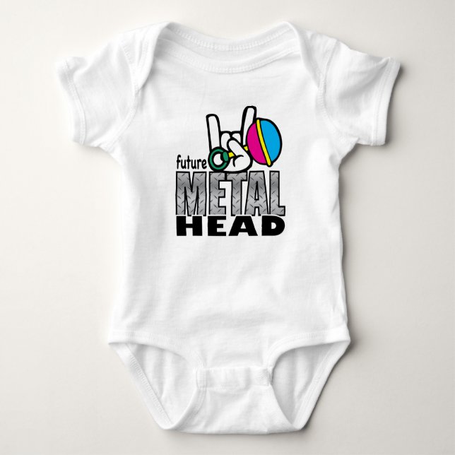Future Metal Head crawler. Baby Bodysuit (Front)