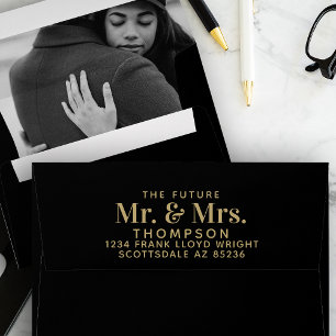 Future Mr and Mrs Black Wedding Return Address Envelope