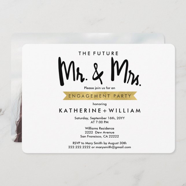 Future Mr and Mrs Custom Photo Engagement Party Invitation (Front/Back)