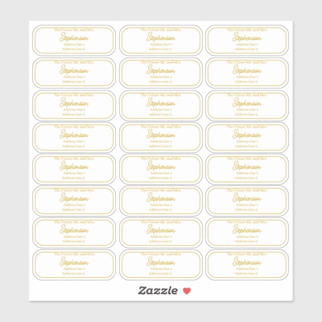 Future Mr and Mrs Gold Return Address Transparent  (Sheet)