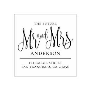 Future Mr and Mrs. Modern wedding return address Rubber Stamp