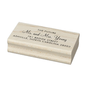 Future Mr and Mrs Script Wedding Return Address Rubber Stamp