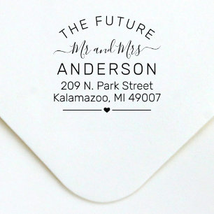 Future Mr and Mrs Script Wedding Return Address Self-inking Stamp