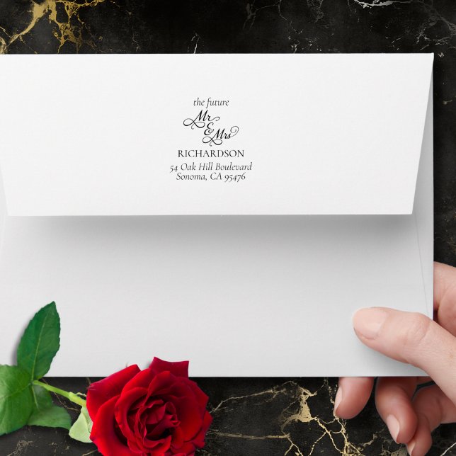 Future Mr and Mrs Wedding Invitation Envelope (elegant future mr and mrs wedding invitation envelope, wedding stationery suite, script calligraphy)