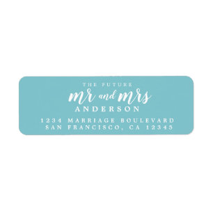 Future Mr Mrs Angel Blue Wedding Return Address Label