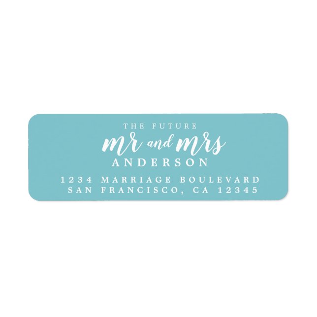 Future Mr Mrs Angel Blue Wedding Return Address Label (Front)