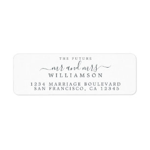 Future Mr Mrs Black White Wedding Return Address Label